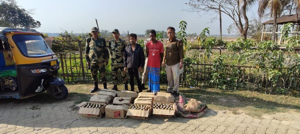 BSF and Sribhumi Police Seize 288 Bottles of IMFL in Joint Operation,Sribhumi BSF and Sribhumi Police Seize 288 Bottles of IMFL in Joint Operation,Sribhumi