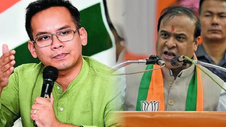 Assam Chief Minister Himanta Biswa Sarma addressing media amid controversy with Congress MP Gaurav Gogoi