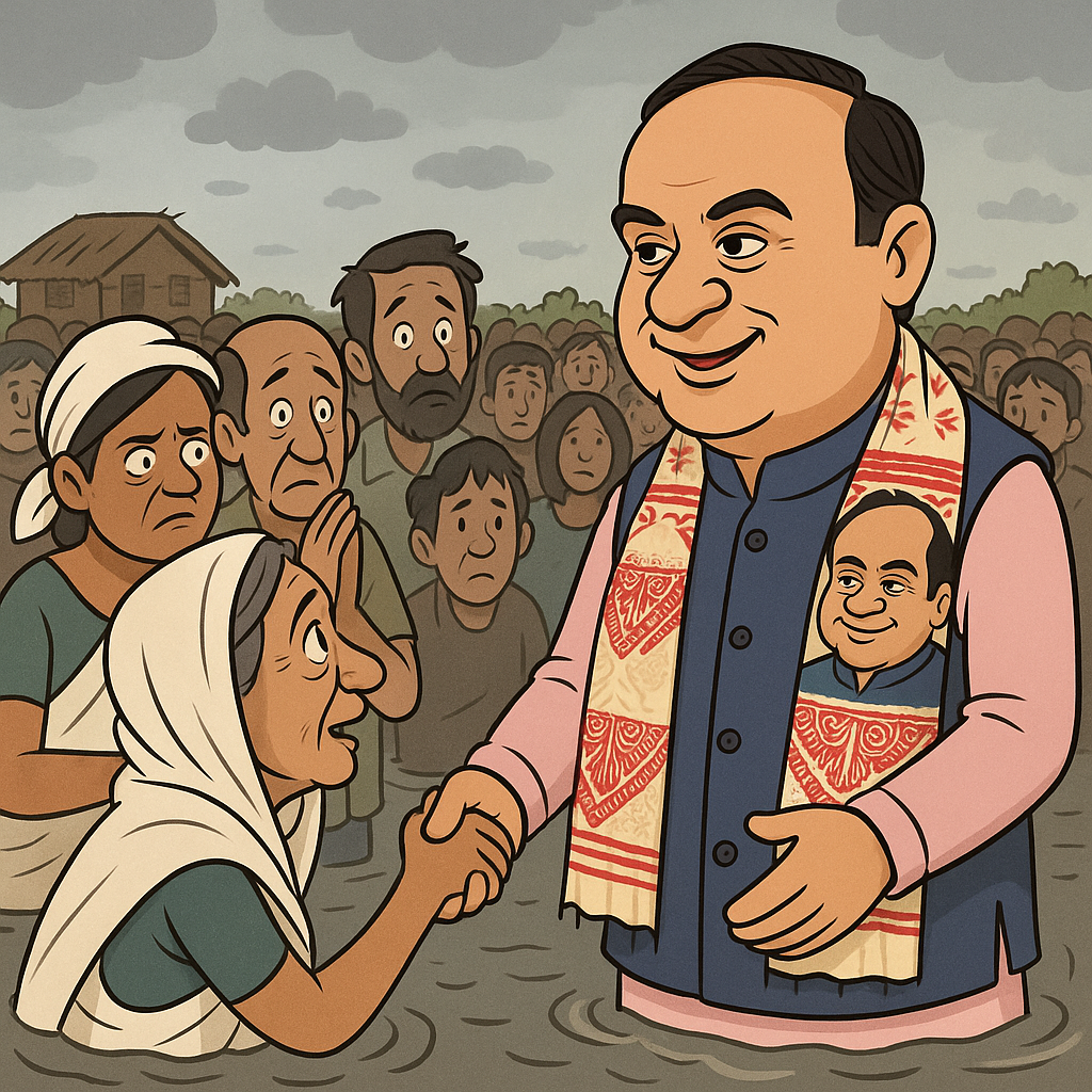 When visiting flood-affected Lakhimpur, the Assam chief minister promises long-term fixes. When visiting flood-affected Lakhimpur, the Assam chief minister promises long-term fixes.