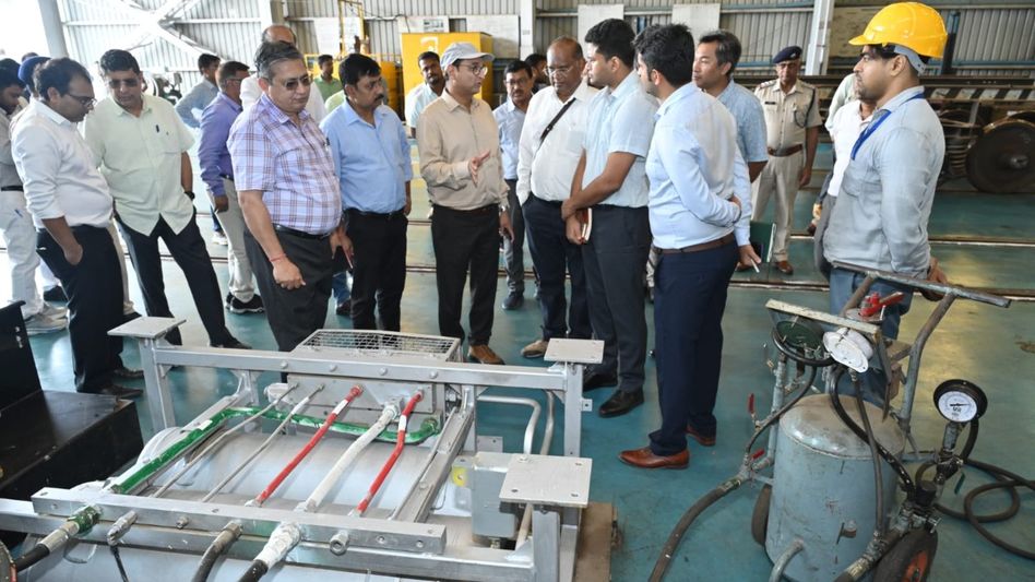  An NFR official examines the operating safety of all railway installations in Tripura.