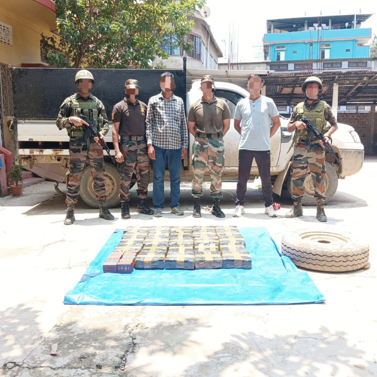 Assam Rifles and DRI personnel intercept Tata Yodha vehicle carrying heroin during joint anti-narcotics operation in Kabuganj, Cachar district, Assam.