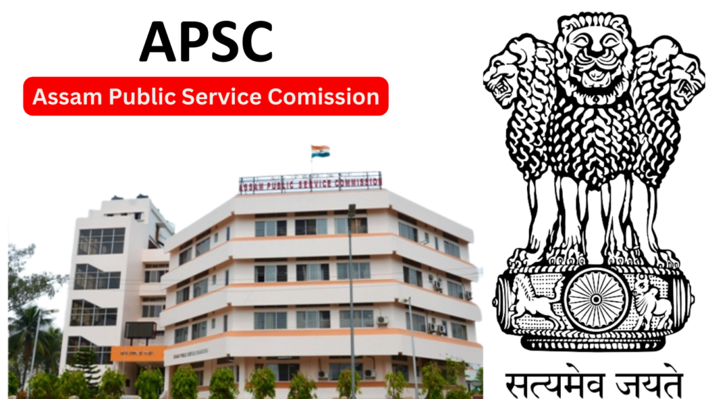 Assam Public Service Commission (APSC) building in Khanapara, Guwahati, featuring the Government of Assam Emblem at the entrance.