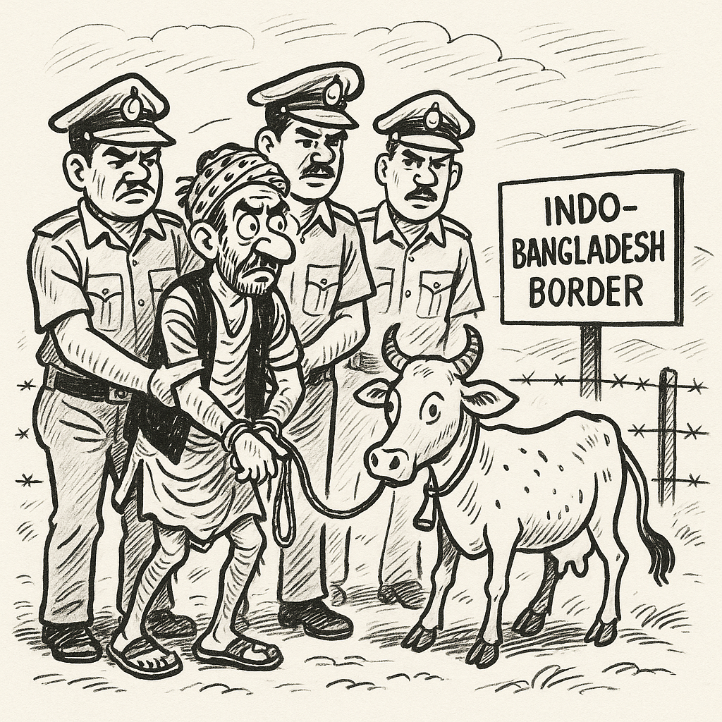 Assam: After a suspected Bangladeshi was detained for stealing cattle, tensions along the Indo-Bangladesh border increased. Assam: After a suspected Bangladeshi was detained for stealing cattle, tensions along the Indo-Bangladesh border increased.