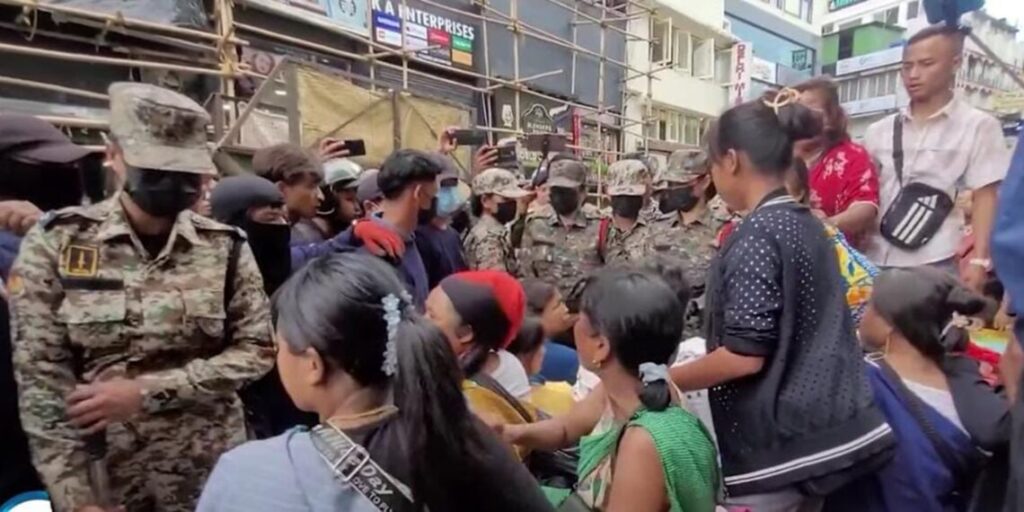 Meghalaya: Street vendors demonstrate against the eviction campaign in Shillong, calling for a just relocation procedure. Meghalaya: Street vendors demonstrate against the eviction campaign in Shillong, calling for a just relocation procedure.