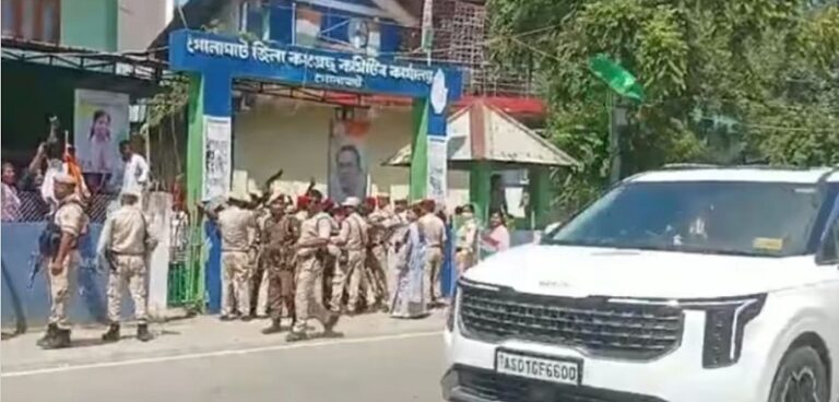 Six are being held after a water bottle was thrown at the Assam chief minister’s vehicle in Golaghat. Six are being held after a water bottle was thrown at the Assam chief minister’s vehicle in Golaghat.