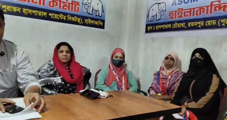 Three newly joined Anchalik Panchayat members of Algapur seated at AGP Hailakandi office during formal induction.