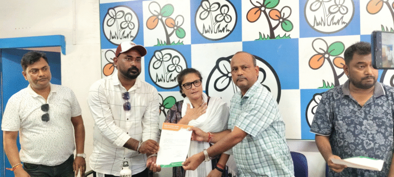 Sushmita Dev with newly formed Cachar District Trinamool Youth Congress Committee at Silchar party office