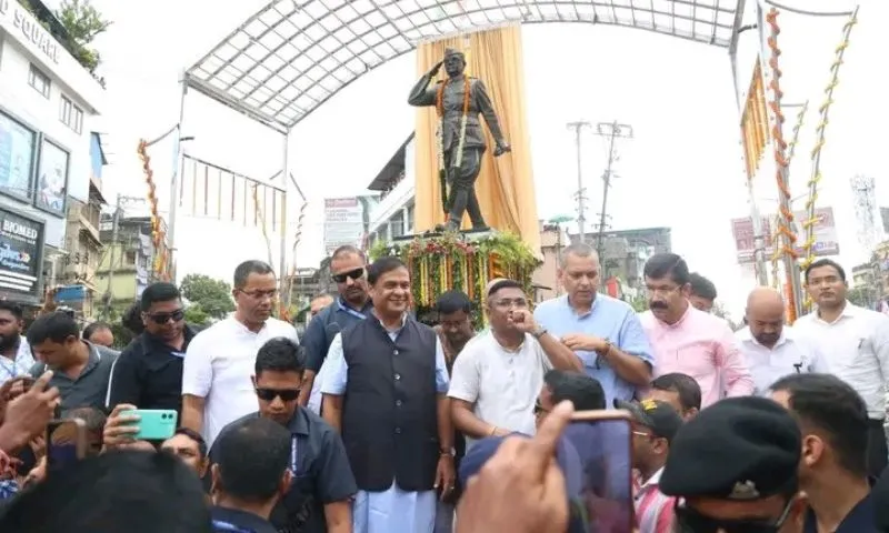 In Silchar, the Assam chief minister unveils sculptures of Netaji and Mangal Pandey and announces a flypast.