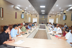 Deputy Commissioner Mridul Yadav chairs a high-level review meeting with officials at Cachar Conference Hall