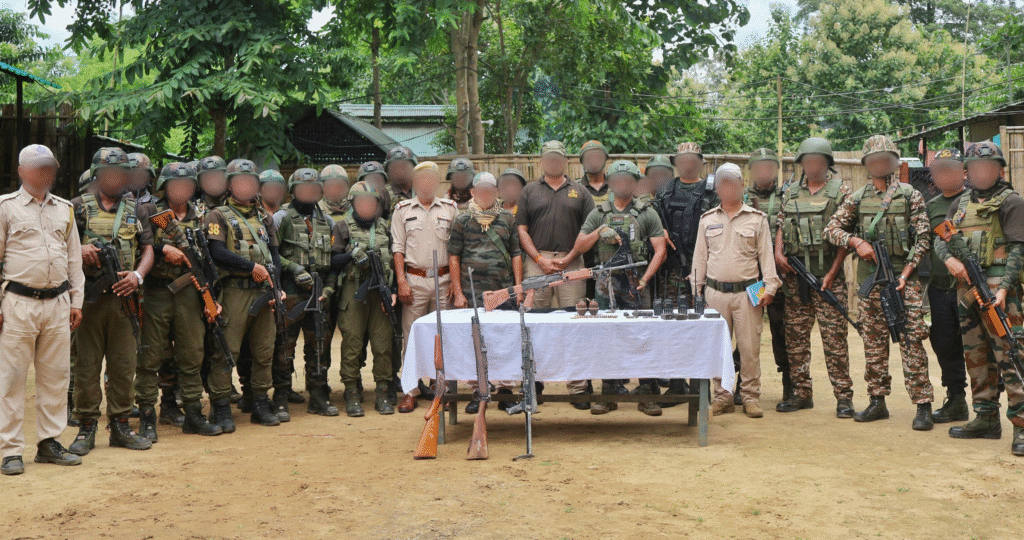 ASSAM RIFLES RECOVERS ARMS AND AMMUNITION BETWEEN CHAUDHARYKHAL AND SAVOMPHAI VILLAGES ON THE FRINGES OF JIRIBAM AND PHERZARWAL DISTRICTS, MANIPUR IN A JOINT OPERATION