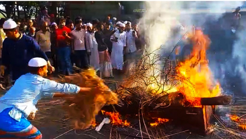 The potential involvement of local Jamaat and BNP leaders in the severe devastation and body burning case in Bangladesh.