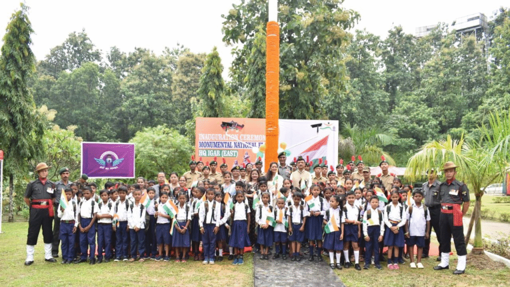 ASSAM RIFLES UNFURLS MONUMENTAL NATIONAL FLAG AT SRIKONA ASSAM RIFLES UNFURLS MONUMENTAL NATIONAL FLAG AT SRIKONA